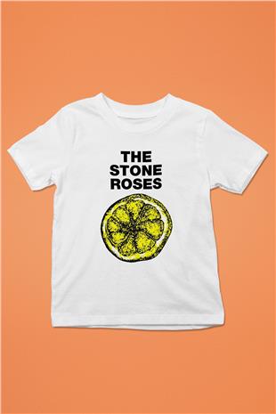 Stone Roses Baskılı Beyaz Unisex Beyaz Çocuk Tişört - Tshirt