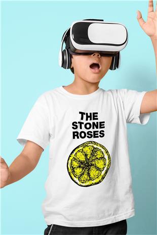 Stone Roses Baskılı Beyaz Unisex Beyaz Çocuk Tişört - Tshirt