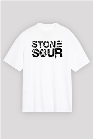 Stone Sour Beyaz Unisex Oversize Tişört T-Shirt - Oversize Tişört Fabrikası