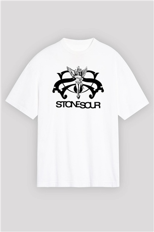 Stone Sour Beyaz Unisex Oversize Tişört T-Shirt - Oversize Tişört Fabrikası