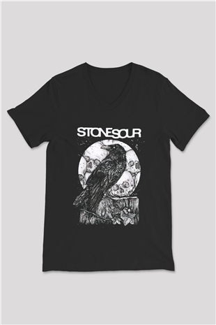 Stone Sour Siyah Unisex V Yaka Tişört T-Shirt