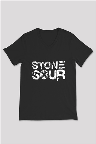 Stone Sour Siyah Unisex V Yaka Tişört T-Shirt