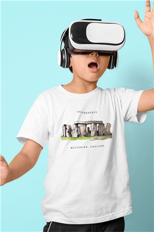 Stonehenge Beyaz Unisex Çocuk Tişört