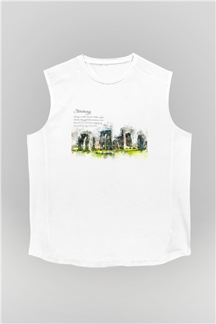 Stonehenge Beyaz Unisex Kolsuz Tişört