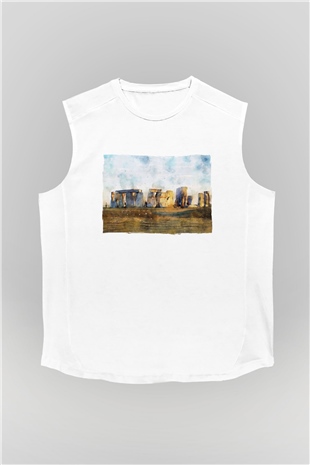 Stonehenge Beyaz Unisex Kolsuz Tişört