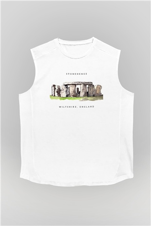Stonehenge Beyaz Unisex Kolsuz Tişört