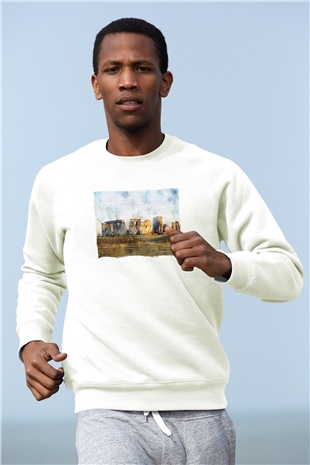 Stonehenge Beyaz Unisex Sweatshirt