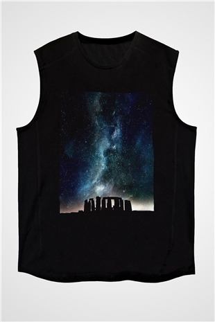 Stonehenge Siyah Unisex Kolsuz Tişört