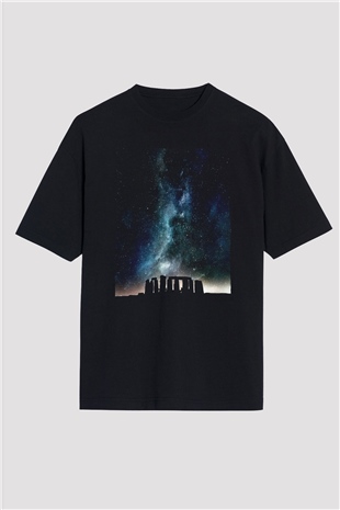 Stonehenge Siyah Oversize Tişört Oversize T-shirt - TişörtFabrikası