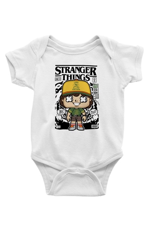 Stranger Things Baskılı Unisex Beyaz Bebek Body - Zıbın