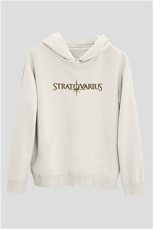 Stratovarius Baskılı Beyaz Unisex Kapüşonlu Sweatshirt