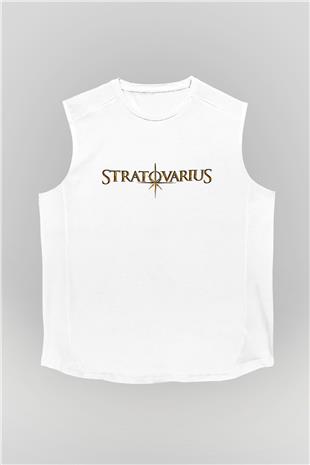 Stratovarius Baskılı Beyaz Unisex Kolsuz Tişört - Tshirt