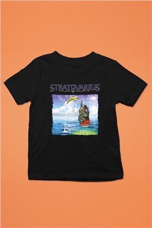 Stratovarius Baskılı Unisex Siyah Çocuk Tişört - Tshirt