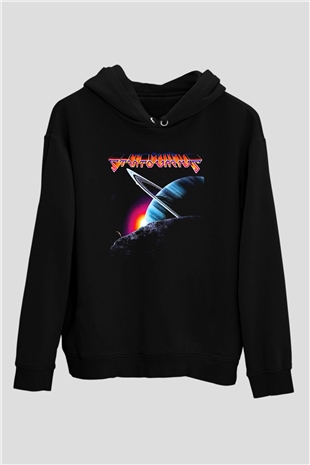 Stratovarius Baskılı Unisex Siyah Kapüşonlu Sweatshirt
