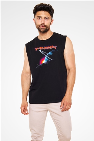 Stratovarius Baskılı Unisex Siyah Kolsuz Tişört - Tshirt