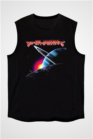 Stratovarius Baskılı Unisex Siyah Kolsuz Tişört - Tshirt