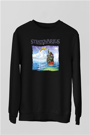 Stratovarius Baskılı Unisex Siyah Sweatshirt