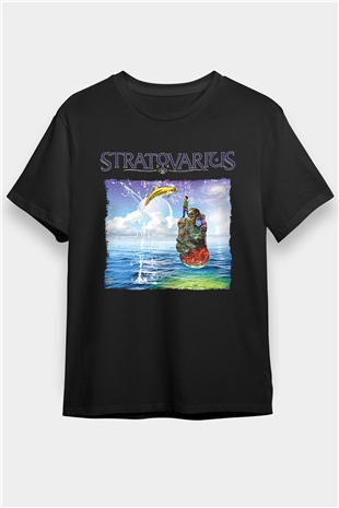 Stratovarius Baskılı Unisex Siyah Tişört - Tshirt