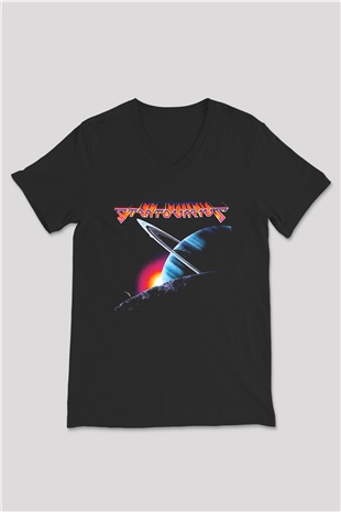 Stratovarius Baskılı Unisex Siyah V Yaka Tişört - Tshirt