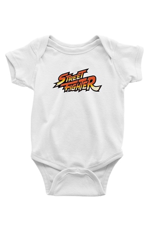 Street Fighter Baskılı Beyaz Unisex Bebek Body - Zıbın