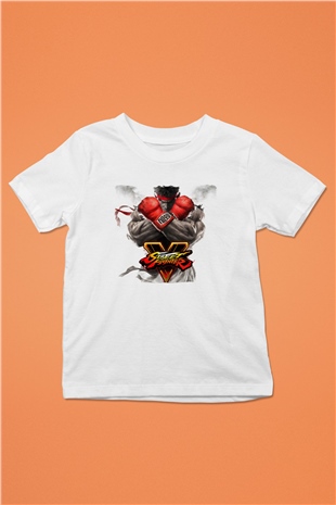 Street Fighter Beyaz Unisex Çocuk Tişört