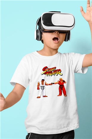 Street Fighter Beyaz Unisex  Çocuk Tişört