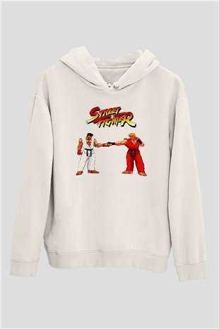 Street Fighter Beyaz Unisex Hoodie