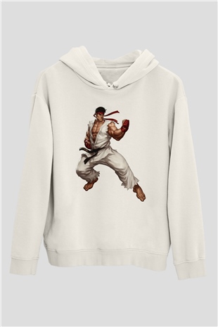 Street Fighter Beyaz Unisex Hoodie