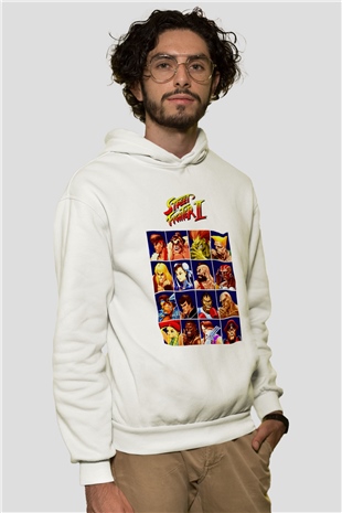 Street Fighter Beyaz Unisex Hoodie