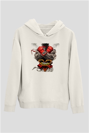 Street Fighter Beyaz Unisex Hoodie