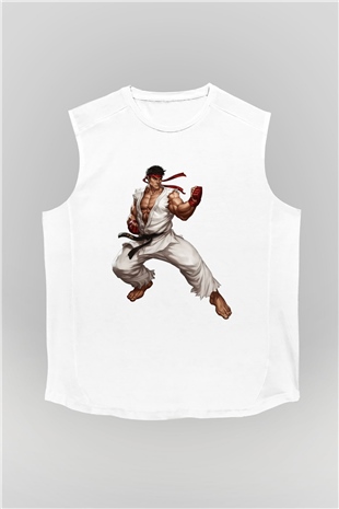 Street Fighter Beyaz Unisex Kolsuz Tişört
