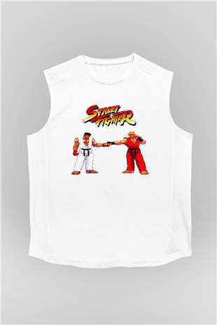 Street Fighter Beyaz Unisex  Kolsuz Tişört