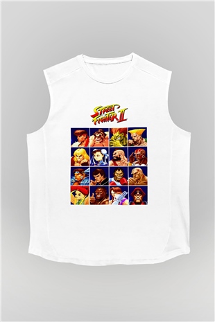Street Fighter Beyaz Unisex  Kolsuz Tişört