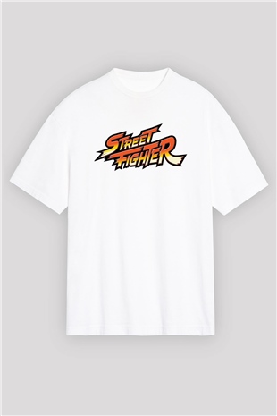 Street Fighter Beyaz Unisex Oversize Tişört T-Shirt