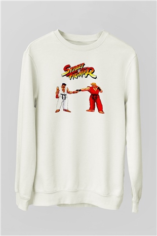 Street Fighter Beyaz Unisex  Sweatshirt