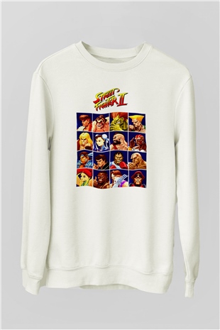 Street Fighter Beyaz Unisex  Sweatshirt