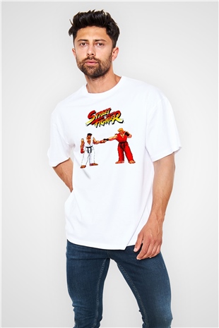 Street Fighter Beyaz Oversize Tişört