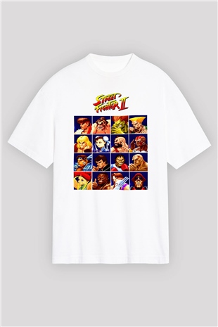 Street Fighter Beyaz Oversize Tişört