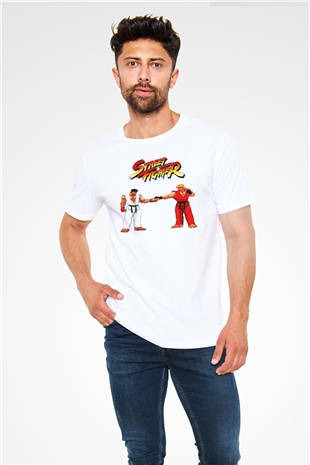 Street Fighter Beyaz Unisex Tişört