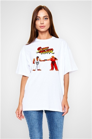 Street Fighter Beyaz Oversize Tişört