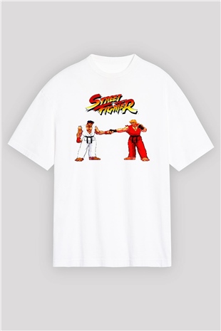 Street Fighter Beyaz Oversize Tişört