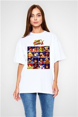 Street Fighter Beyaz Oversize Tişört