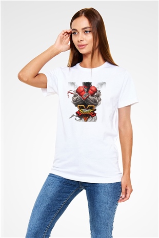 Street Fighter Beyaz Unisex Tişört T-Shirt