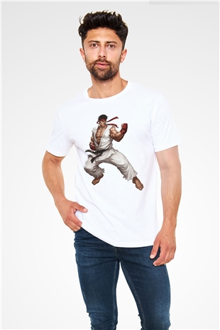 Street Fighter Beyaz Unisex Tişört T-Shirt
