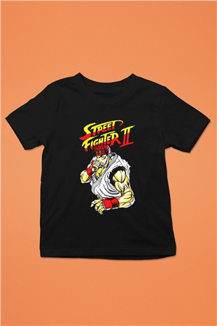 Street Fighter Siyah Unisex  Çocuk Tişört