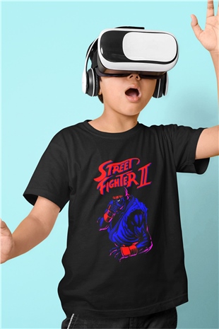 Street Fighter Siyah Unisex  Çocuk Tişört