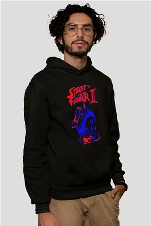 Street Fighter Siyah Unisex Hoodie