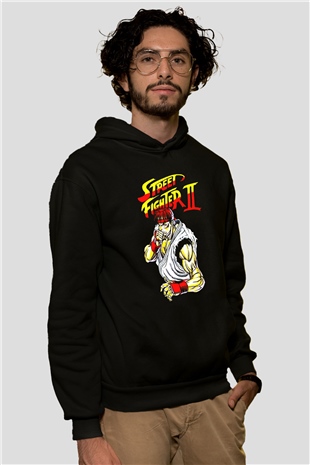 Street Fighter Siyah Unisex Hoodie