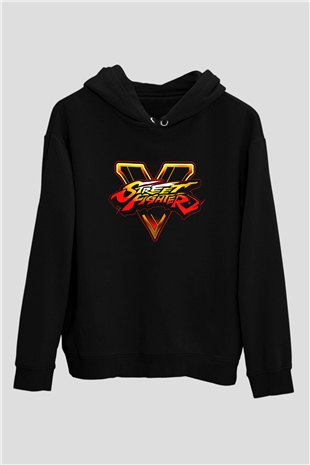 Street Fighter Siyah Unisex Hoodie