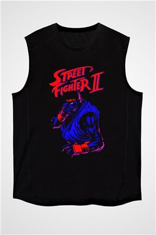 Street Fighter Siyah Unisex  Kolsuz Tişört